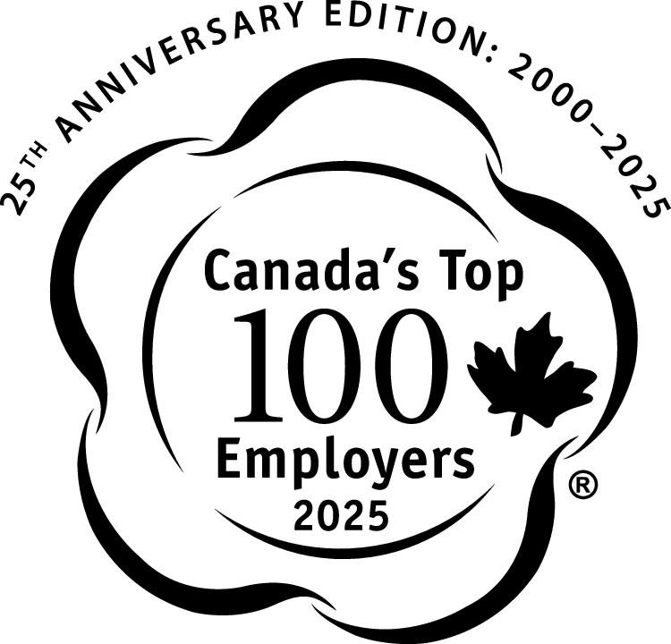 A logo for the 25th anniversary of Canada's Top 100 Employers