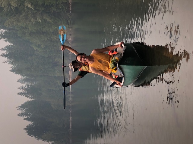 Ilona canoeing on Duncan Lake with her husband, Dave.