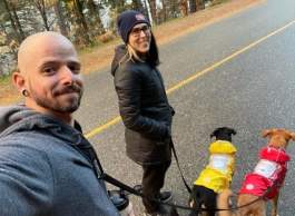 Marcel and his wife and dogs