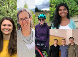 A photo montage of seven smiling people in various indoor and outdoor settings